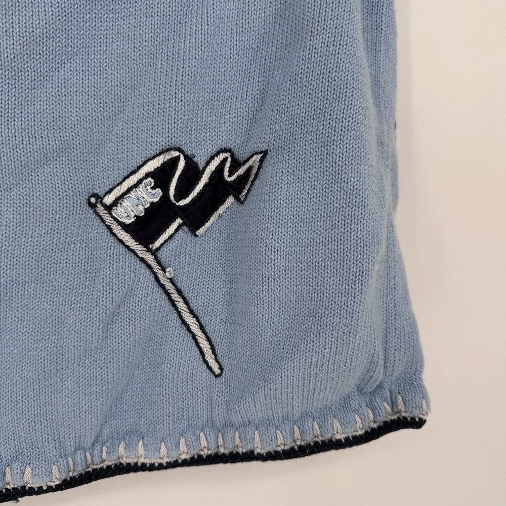 Castles Sport UNC Tar Heels Vintage Sweater Vest Small Blue Embroidered Gameday